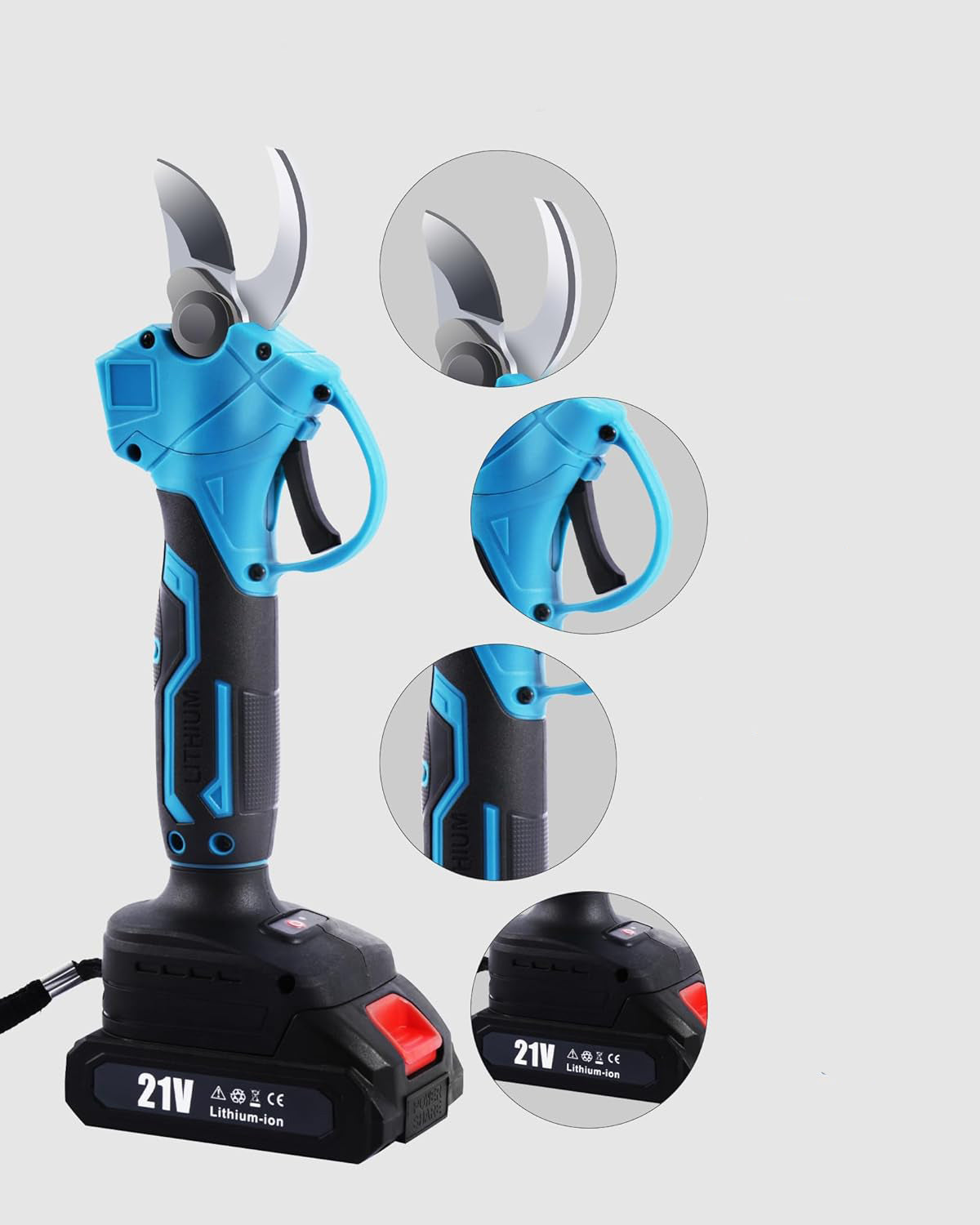Cordless Electric Pruning Shears + 2 Batteries 21V