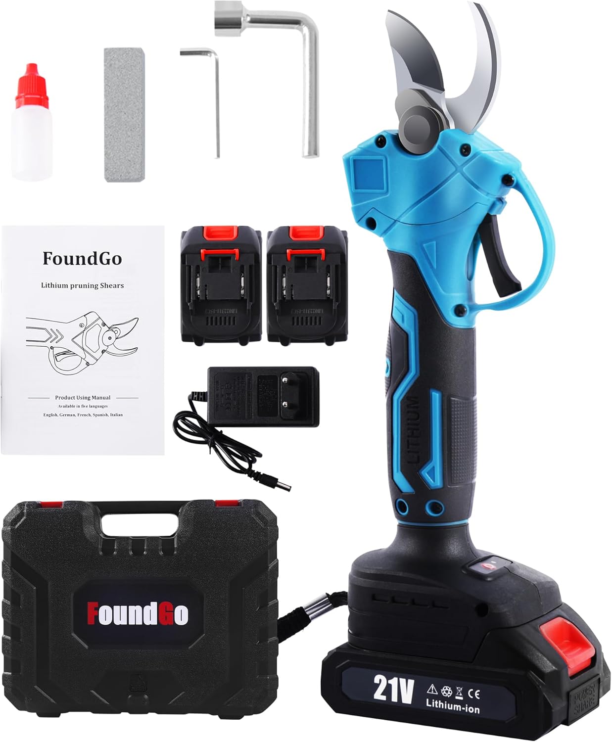 Cordless Electric Pruning Shears + 2 Batteries 21V